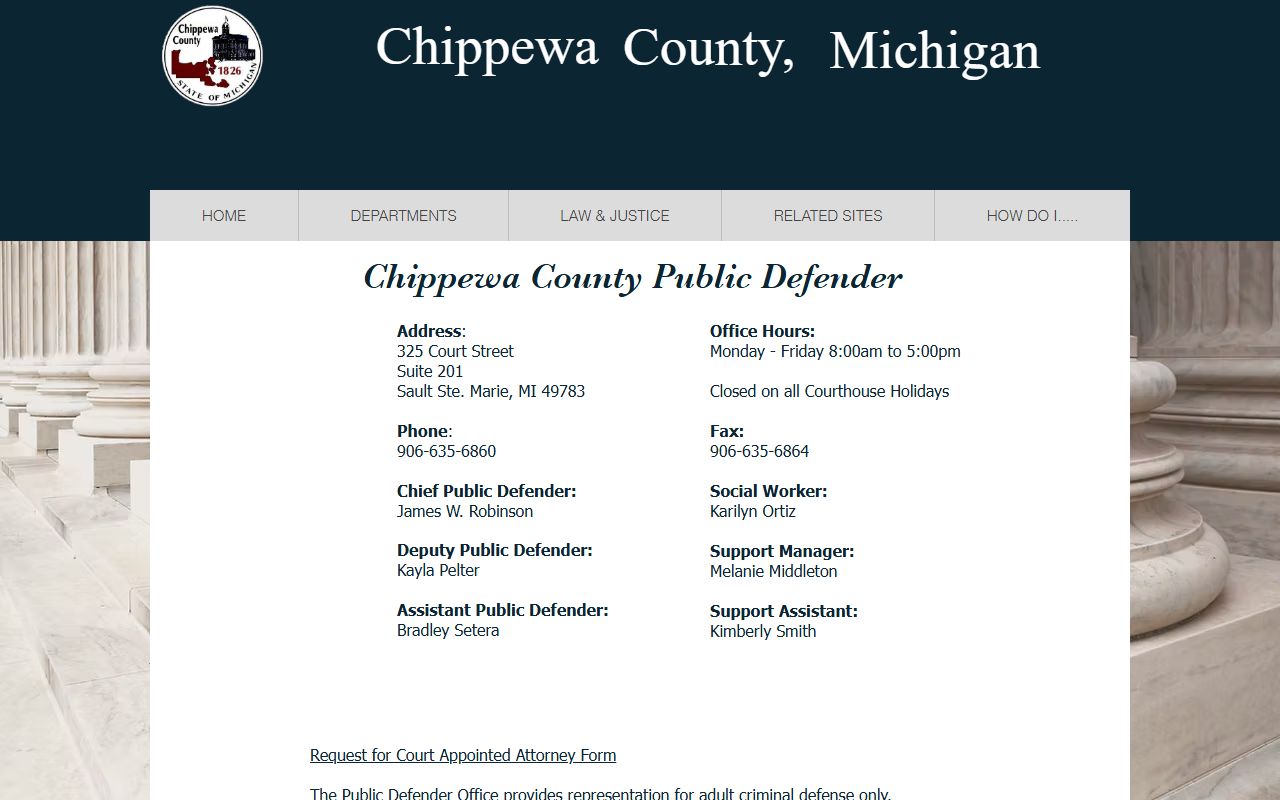 Chippewa County arrest and charge records public defender office