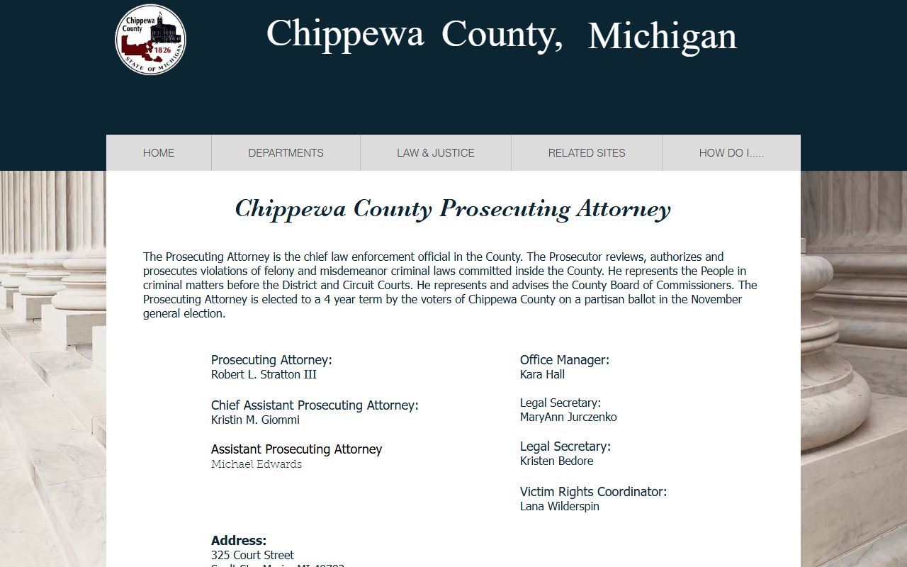Chippewa County prosecuting attorney office and criminal court records