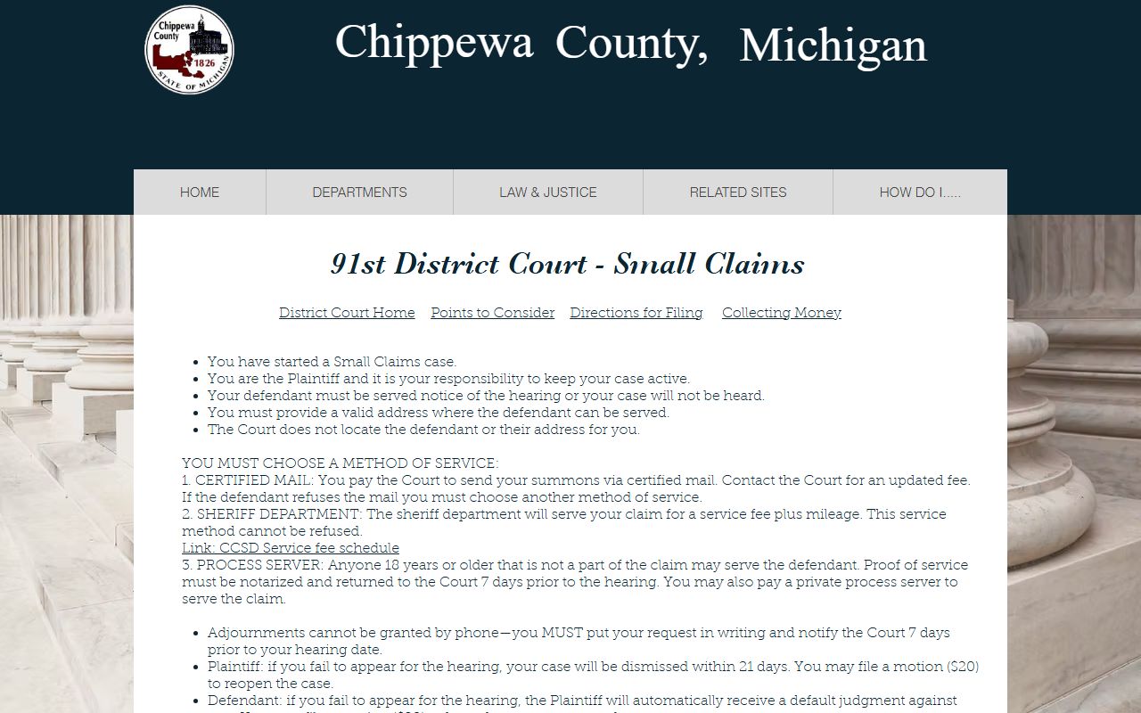 Chippewa County district court small claims records