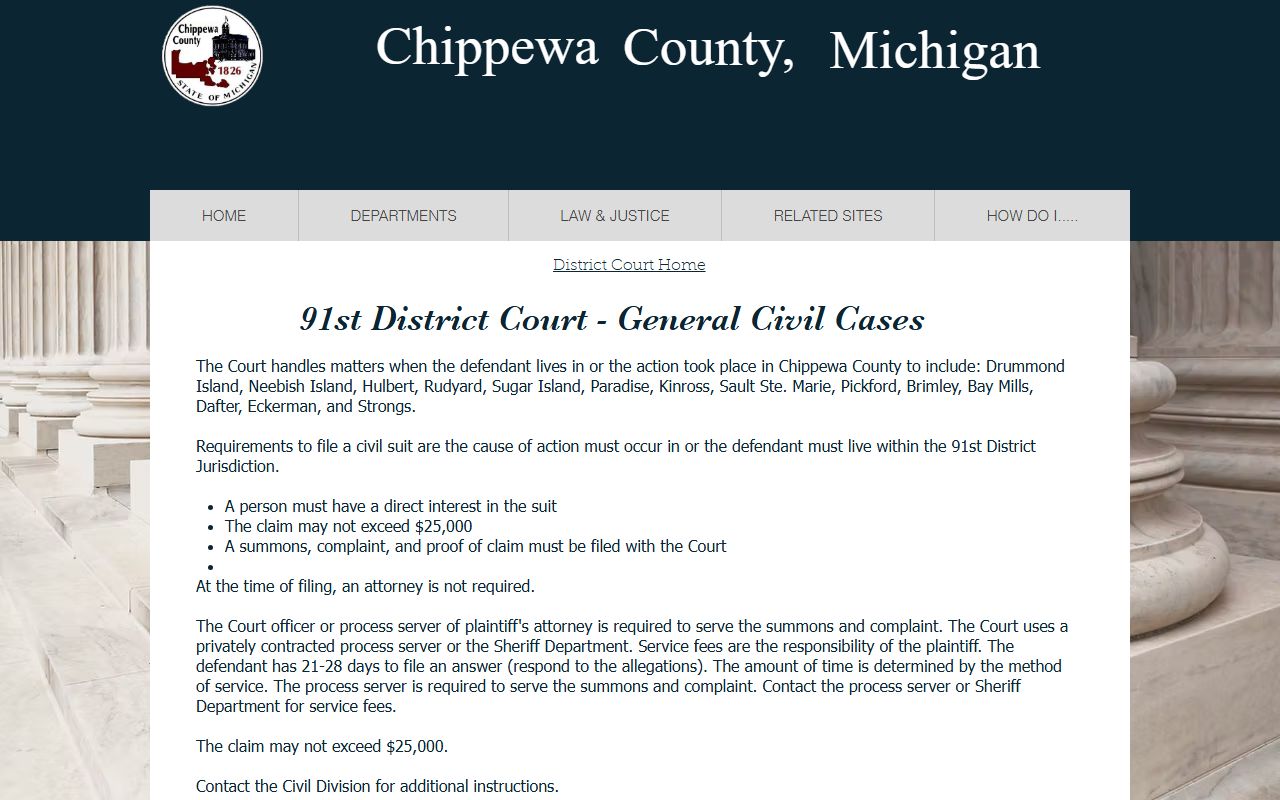 Chippewa County district court general civil case records