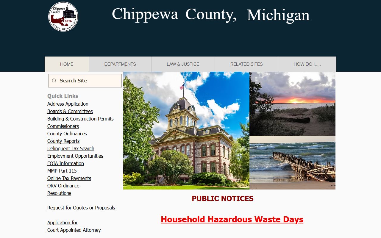 Chippewa County court records county website home page