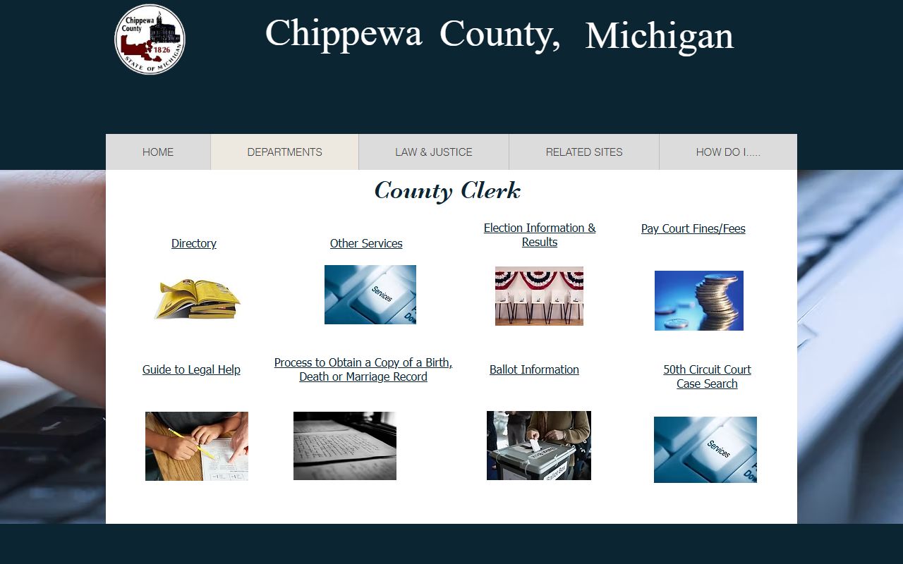 Chippewa County court records County Clerk office page