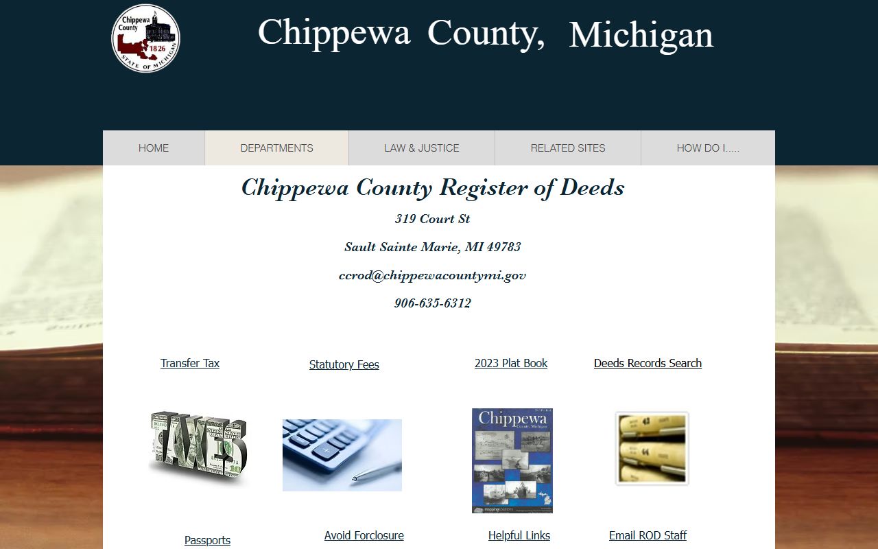 Chippewa County court records Register of Deeds page
