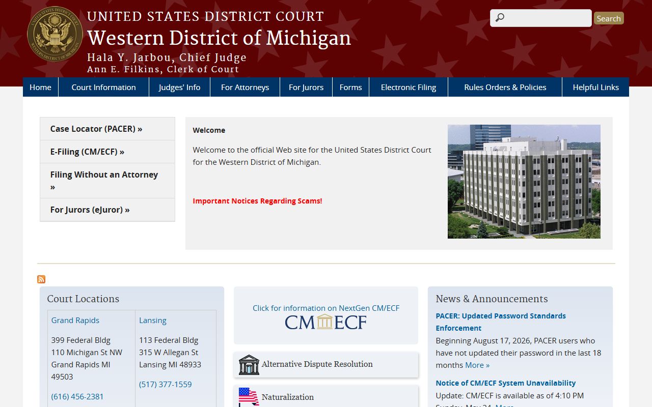 Chippewa County court records Western District of Michigan page