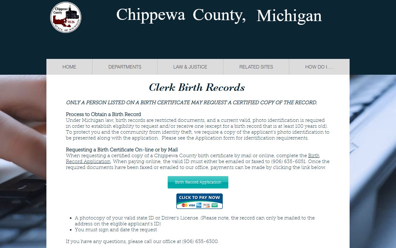 Chippewa County marriage records birth certificate rules from the County Clerk