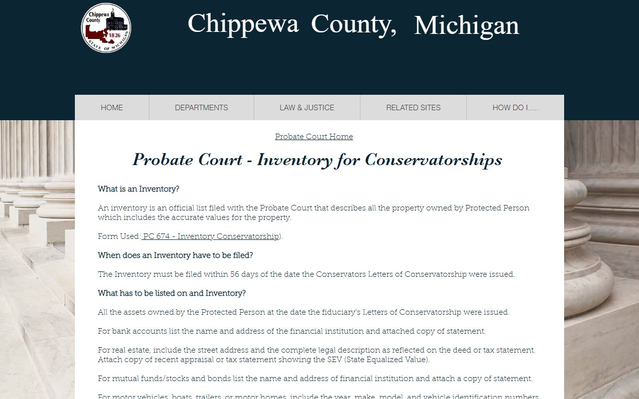 Chippewa County probate records conservatorship inventory page
