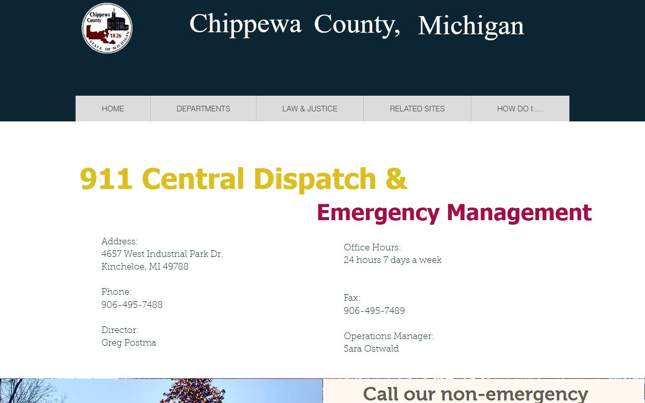 Chippewa County Central Dispatch and warrant status contacts