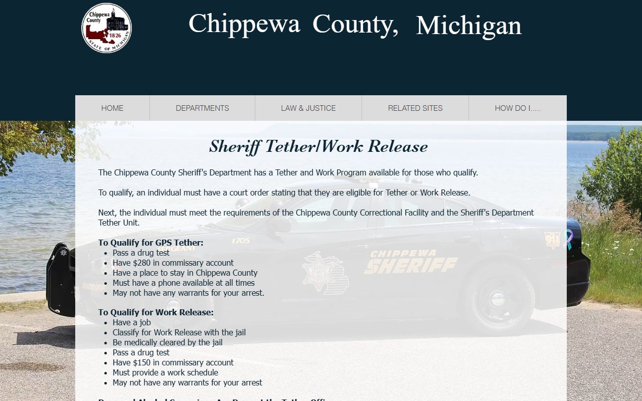 Chippewa County sheriff tether and work release warrant rules